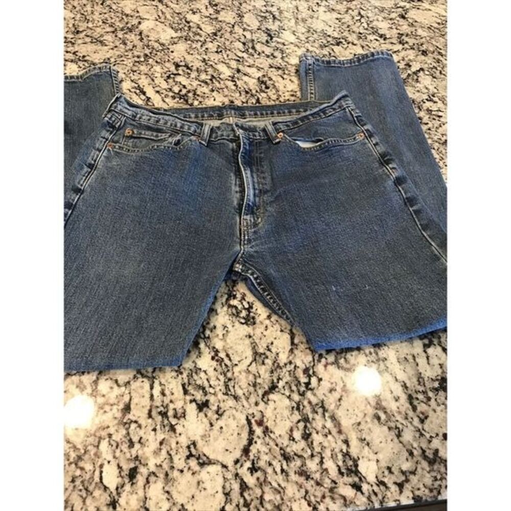 Levis 505 Stretch Jeans Regular Fit Straight Leg Measures 34x31 Great Condition - Picture 5 of 8